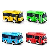 ATING Kleiner Bus TAYO Spielzeug, kleiner Bus TAYO Auto-Spielzeug-Set, Rückzieh-Mini-Autos für Freund Mini (Tayo Rogi Gani Rani), 4 Stück