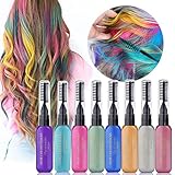8 Farben Haarkreide Kamm,Temporär Haarfarbe Färben für Kinder Mädchen Frauen, Ungiftig & Waschbare Haar Kreide Geschenk für Fasching, DIY Cosplay, Party, Weihnachten, Halloween, Geburtstag