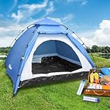Campingzelt, 3-4 Personen Kuppelzelt mit Moskitonetz 3000mm Wasserdichtes Winddicht Anti Moskito Familienzelt, Leicht, 4 Jahreszeiten Zelt, für Camping, Outdoor, Wandern und Bergsteigen