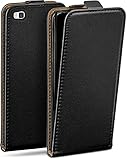 moex Flip Case für Huawei P8 Hülle klappbar mit 360 Grad Schutz, Handyhülle mit Displayschutz, PU Leder Handytasche Lederhülle, Flip Case Cover Klapphülle, Schwarz