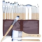Anyart Pinselset 24 Stück Künstler Pinsel Set für Acrylfarben Malpinsel Aquarell Öl Ölfarben Paint Brush Steinmalerei Miniaturen Nagelpinsel Hochwertig Premium Nylon mit Aufbewahrungstasche