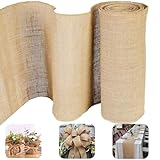30cm x 10m Jutestoff Tischläufer, Zuschneidbar Natur Leinen Rolle, Rustikale Dekoration Juteband, Meterware JuteläUfer, Tischband für Bauernhaus Party, Vintage Hochzeitsdeko, Kommunion, TischDeko