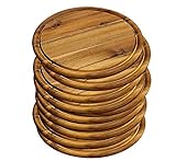 10er SET KESPER 28442 Fleischteller Ø 25 cm aus FSC®-zertifiziertem Akazienholz/Holzteller/Pizzateller/Schneidebrett