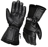 Thermo-Motorradhandschuhe aus Leder, wasserdicht, Schutz für Winter und Sommer Gr. M, Schwarz