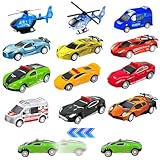 YISKY Auto Spielzeug Set, 12 Stück Kinder Spielzeug Fahrzeuge, Mini Rennauto Set, Mini Spielzeug Autos, Kunststoffe Fahrzeuge Spielzeug, Mini Die Cast Spielzeugautos Set, für Kinder ab 3 Jahren