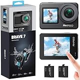 AKASO Action Cam 4K 20MP WiFi Unterwasserkamera IPX8 Wasserdicht Action Kamera EIS 2.0 mit Touchscreen, Zoom, Sprachsteuerung und 2x1350mAh Akkus Kit-Brave 7