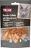 Trixie Katzensnack Premio Cubes aus natürlichen Zutaten 50 g, leckere Katzenleckerlis mit Hühnerbrust & Garnelen - 42775