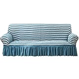 Stretch-Seersucker-Sofabezug mit Rock, weich, 1 Stück, passgenauer Schonbezug für 1/2/3/4-Sitzer, Möbelschutz, maschinenwaschbar, hohe Elastizität