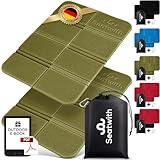 Seatwith 2er Set Outdoor Sitzmatte/Faltbares Iso-Thermo-Sitzkissen mit Tragetasche und Karabinerhacken für ideale Befestigung am Rucksack maximaler Schutz vor Kälte Nässe & Schmutz + Outdoor E-Book