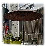 ZYXQQJ Rund Sonnenschirm Neigbar Strandschirm Balkon Gartenschirm Terrassenschirm Mit Kurbel Für Garten Schwimmbäder 38mm Schirmstangen(Coffee)
