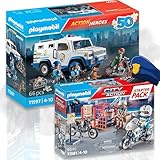 PLAYMOBIL 71381 Starter Pack Polizei 71597 Geldtransporter - Spannende Polizeieinsätze und sichere Geldtransporte!