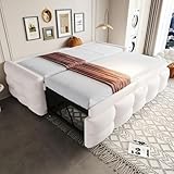 Aunvla Polsterbett Ausziehbares Schlafsofa 90/180 * 190cm, Puffbett, Teddy Samt Stoff, Einzelbett, Doppelbett, Mit Lattenrost, Multifunktionsbett, Beige (Ohne Matratze)