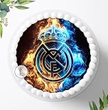 Tortenaufleger Tortenbild Fototorte Real Madrid Fußball Motiv für Jungen u. Mädchen zum Geburtstag, Essbares Foto für Torten, Deko aus Fondant, Ø 20cm - 2289z