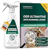 Silberkraft Schimmelentferner mit Aktiv-Chlor 500ml, Stark gegen Schimmel, Stockflecken, Sofort- & Langzeitschutz für Bad, Dusche, Fliesen, Fugen, Keller & Wände, Inkl. 70-seitigem Schimmel-Ratgeber