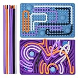 Sensorik Activity Board, Silikon Sensory Fidget Spiel Toys Kinder Erwachsene, Autismus Sensorisches Spielzeug, Doppelseitiges Activity Board mit Reisetasche & 12 Saiten