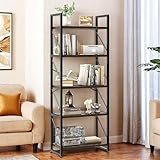 YITAHOME Bücherregal, Standregal mit 5 Ebenen, Hohes Lagerregal mit Metallrahmen, Industrielles Ausstellungsregal, Regaleinheiten, für Wohnzimmer, Schlafzimmer, Homeoffice, Küche, Grau Regal