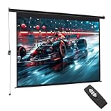 INMOZATA Motor Leinwand Beamer Elektrisch 191cm, Bild 165 x 124 cm(84 Zoll), Format 4:3, Fernbedienung, Deckenmontage & Wandmontage Projektor Leinwand für Heimkino Büro Schule Präsentationen-Schwarz