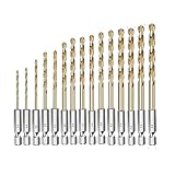 Spiralbohrer-Set aus Kobalt, Spiralbohrer-Set mit Sechskantschaft, Ti HSS für schnellen Wechsel von Holz, Metall, Lochschneider, Bohrkern, Elektrowerkzeuge, Zubehör (15 Stück)