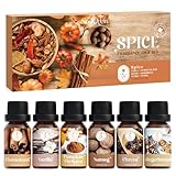 SoulOrigin Spices essential oils-s Herbst Gewürz ätherische Öle Set, Duftöl Set für Öl Diffuser, Duftöle für Seifenkerze und Zuhause 6x10ml Zimt, Muskat, Vanille, Lebkuchen