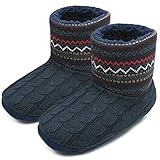 COFACE Hüttenschuhe Herren Warm Winter Hausschuhe Herren Plüsch Flauschig Gefütterte Hausstiefel Männer Fell Haussocken Filz Pantoffeln 44
