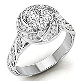 Dazzlingrock Collection Verlobungsring für Damen, 14 Karat Gold, rund, weißer Diamant, 0,95 Karat (Karat), 1 Karat, Weißgold, Diamant, Weißgold, Diamant