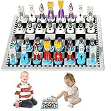 Niedliches Schachspiel – Brettspiel im Holzpuppen-Design, interaktives Lernspielset, bezauberndes Strategiespielzeug zum Lernen | Eltern-Kind-Schachspiel, unterhaltsames Brett zur intellektuellen Entw