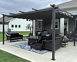 PURPLE LEAF Pergola Aluminium, 3.65 X 4.85 m Wasserdicht Stabil Winterfest Partyzelt, Gartenpavillon mit Sonnenschutz Überdachung, Grau