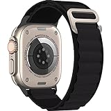 GBPOOT Alpine Loop Kompatibel mit Apple Watch Ultra 42mm 44mm 45mm 49mm,Textil Loop Titan G-Haken Nylon Sport Armband for Iwatch Series 8/7/6/5/4/3/2/1/SE Herren Damen,Schwarz,42/44/45/49mm