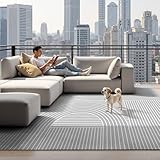 Hawthyhome Teppiche Wohnzimmer Schlafzimmer, Moderne Muster Waschbarer Kurzflor Teppich, Anti-Rutsch Unterseite, Flauschig Weich Teppiche,Grösse:150x210cm, Farbe:Graue Streifen