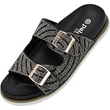 Palado Pantoletten Damen Tegma by Sila Sahin - modische Plateau-Sandalen - elegante Hausschuhe für Frauen - bequeme Sommerschuhe mit Strasssteinen Schwarz UK6 - EU39