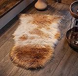 Kunstfell Harmonie in beige / braun, 65x102 cm, Dekofell, Teppich, Sitzauflage