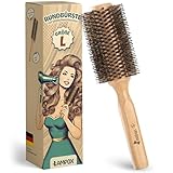 lampox Rundbürste zum Föhnen mit Wildschweinborsten für Volumen und Glanz, Rundhaarbürste, Stylingbürste für Frauen und Männer, Glätten, Locken (L)