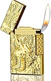 Das feuerzeug regelt küche Cooles Feuerzeug Mit Drachenmuster - Seitenrad-Mattfeuerzeug, Nachfüllbar, Flip-Feuerzeug für Outdoor, Camping, Männergeschenk (Butangas Nicht Enthalten)