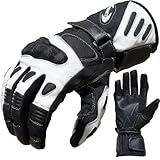 PROANTI Sommer City Motorradhandschuhe | Motorrad Handschuhe aus Nylon-Cordura und Leder | strapazierfähige Rindsleder-Innenfläche | optimale Passform | angenehmer Griff | Protektoren | Weiß,Größe XL