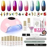 COSCELIA Thermo Nagellack Farbwechsel Gel Set mit 24W UV+LED Nagellampe UV Nagellack Chameleon Gel Polish Farbwechsel Gelnägel farben 8PCS Kit