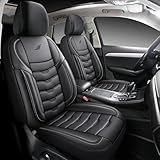Auto Interieur Meester Autositzbezüge kompatibel mit Alfa Romeo Giulia 2016 | Kompletter Satz | AID Serie | AID105 | Schwarz Kunstleder