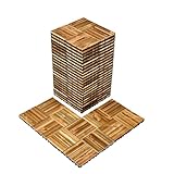 VEVOR Terrassenfliesen, 27er-Set, Balkonfliesen 30 x 30 cm, wasserdichter Bodenbelag aus Torfkieferholz, Holzfliesen Terrassenbodenbelag für Veranda, Poolrand, Balkon, Hinterhof (Holzoptik)
