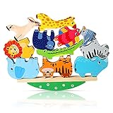 HENGBIRD Montessori Holzspielzeug ab 2 3 4 5 Jahren Stapelspiel Stapelspielzeug Tiere zum Stapeln Bausteine Balancespiel Holz Motorikspielzeug Feinmotorik Lernspielzeug Geschenke für Baby Kleinkinder