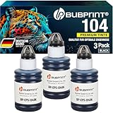 Bubprint 3X Tinte kompatibel 104 Tinte kompatibel als Ersatz für Epson Ecotank ET-4700 ET-2720 ET-2710 ET-2711 ET-2712 ET-2714 ET-2715 ET-2721 ET-2726 Schwarz