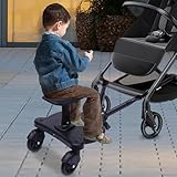 Buggy Board mit Sitz, Buggyboard 360° Zweirad Design Trittbrett mit 4 Rutschfesten Füßen für Kinder 3-7 Jahren, Kinderwagen Geschwistersitz Bearing 55 lbs für Kinderwagen Universal