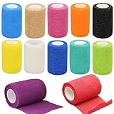 12pcs Selbstklebender Verband,7,5cm x 4,5m Elastische Binde für Erste Hilfe,Hund Katze Cohesive Fixierbinde,Haftbandage Bandage für Fingern,Handgelenken,Knien,Knöcheln,Verstauchungen und Schwellungen