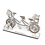 Geldgeschenk Tandem mit Picknickkorb - inkl. Wunschtext - Schild für Geld Gutschein Fahrrad Gutscheingeschenk Picknick - 20 x 11 cm weiß