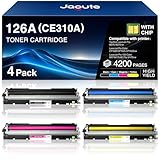 4 Packungen 126A CE310A Toner Kompatibel mit HP 126A CE310A CE311A CE312A CE313A für HP Laserjet CP1025 Color Toner CP1025nw CP1020 LaserJet Pro 100 Color MFP M175a 175nw M176n TopShot M275 (BK/C/M/Y)