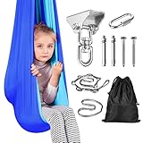 Therapie Schaukel Hängematte Therapieschaukel Kinder - Indoor Outdoor 360° Drehend Doppelte Schicht Schaukeltuch Kinder Geschenke für Autismus Erwachsene Kinder Baby (Blue+Sky Blue)