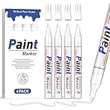 AOSUCO Lackstift Weiß 4 Permanent Marker Wasserfest Lackmarker Reifen Stift Weiß 2-2,8mm Permanent Marker Weiß zum Beschriften und Markierung für Reifen Metall Plastik Glas Holz Steine