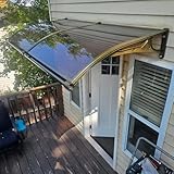 Outdoor Patio Markise Baldachin für UV Regen Schneeschutz Transparent Tür Dach für Garage Balkon Fenster Außen Unsichtbare Eingang Markise (Braun, Größe:L 80 cm x B 100 cm)