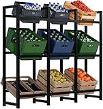 CLP Getränkekistenständer Metall freistehend Stack, platzsparendes Getränkekistenregal robust und platzsparend für Getränkekisten, Farbe:schwarz, Größe:116x135x31 cm