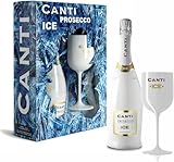 Canti - Sekt D.O.C. ICE, halbtrockener Eiswein 11%, Geschenkpackung mit gläsern, italienische Glera-Traube aus Veneto, knackiger und fruchtiger Geschmack, 1x750 ml