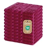 Lavea 10er Set Seiftuch 30x30 cm – Hochwertige Gästehandtücher 30x30 aus 100% Baumwolle, Frottierserie Elena – Saugstark, Waschbar und Strapazierfähig - Bordeaux