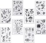 UCEC 8 Stück Silikonstempel, Stempel-Set Vintage Pflanzen und Blumen Silikonstempel, Small Clear Stamps für die Kartenherstellung Dekoration und DIY Scrapbooking
